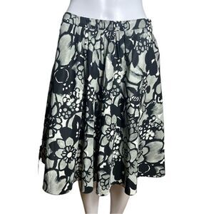 Moschino Cheap & Chic Skirt Womens 6 A-Line Black‎ White Gray Floral Print Artsy